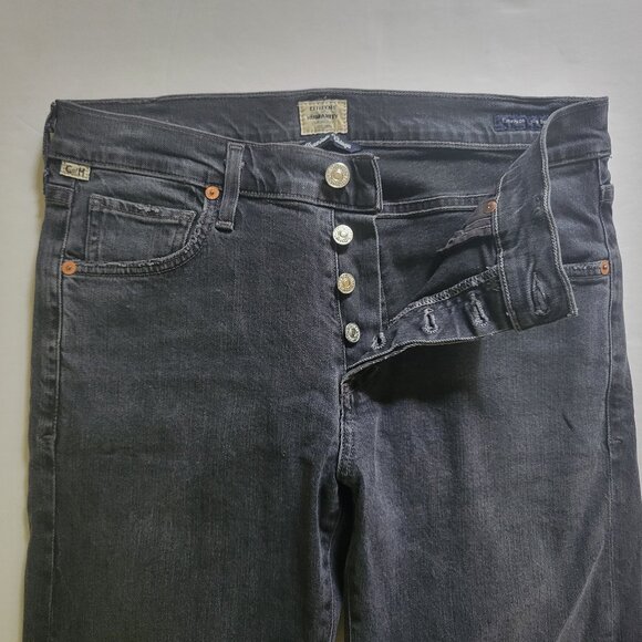 COH Emerson Relaxed Slim Boyfriend Crop Chewed Hem Jean in Dark Gray - Picture 9 of 12